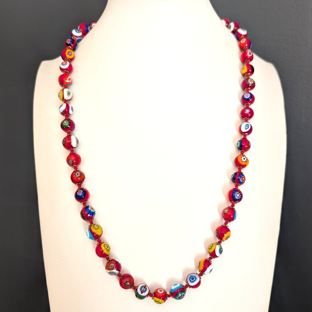 Vintage Millefiori glass beaded necklace